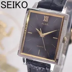 稼働★希少 セイコー アルバ 1996年製 スクエア ブラック文字盤 ローマ数字
