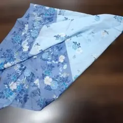 何遊布　青系花柄綿　大判　ハンカチ　BLOOMING 中西　104㎝角