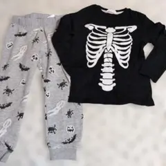 骨格プリントのTシャツとパンツセット　ハロウィン柄
