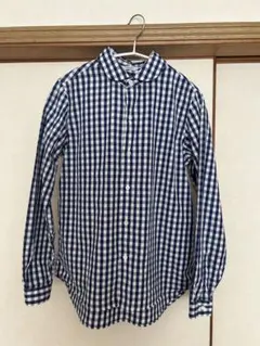 smock 丸襟ギンガムチェックシャツ ネイビー　36のサムネイル