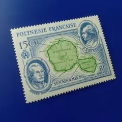 9945 外国切手 フランス領ポリネシア 1986年 タヒチ島の古い地図 航空