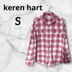 keren hart ピンク系チェックシャツ 【S】 かわいい