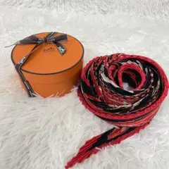 ✨未使用級 極美品✨ エルメス プリーツスカーフ ショール 馬車 馬 レッド 箱