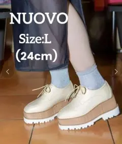 NUOVO/ヌオーヴォ　厚底ローファー　厚底スニーカー　レースアップ　24cm