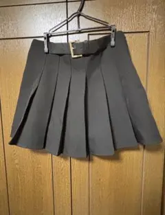 NICE CLAUP 黒 プリーツスカート ベルト付き