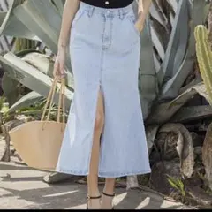 フロントスリットマーメイドデニムスカート アンビエント
