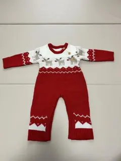 《中古品》トナカイ柄　クリスマス　ベビーロンパース
