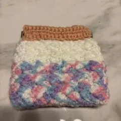 ハンドメイド 手編み バネ口ポーチ