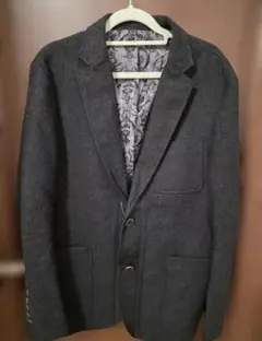 ダークグレー テーラードジャケット ウール混紡