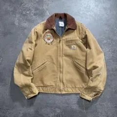 00sアメリカ製カーハートデトロイトジャケットキャメルブラウン刺繍ロゴ古着短丈