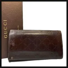 【希少モデル】 GUCCI グッチ 長財布 グッチシマ GG ダークブラウン
