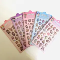 【5枚セット】ラブブ　立体 3D 　ぷくぷく　シール