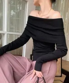 2WAYオフショルダーニットトップス