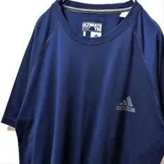 アディダス adidas ロゴアルティメット Tシャツ ネイビー 紺色 L 古着