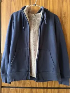 ユニクロ 裏ボアフルジップパーカー Lサイズ ネイビー