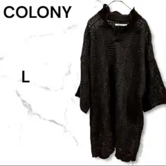 コロニー　COLONY 2139　スキッパーニット　ブラック　 L　透け感のサムネイル