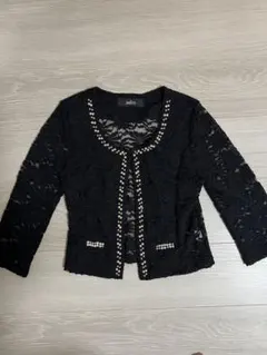 美品　salire レースカーディガン ビジュー付き ブラックのサムネイル