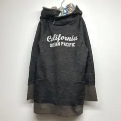 オーシャンパシフィック　フードボア　パーカー　プルオーバー　プリント　裏起毛　M