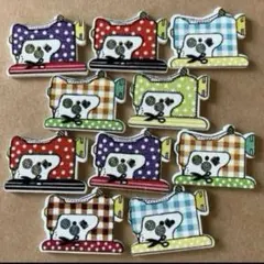 新品未使用　柄ありミシン　10個　ウッドボタン　木のボタン