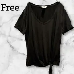 トップス 黒 Vネック 半袖Tシャツ りぼん シンプル 無地 美品