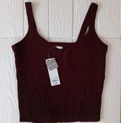 【新品】GU ジーユー リブニットキャミソール ダークブラウン　Lサイズ