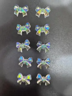 リボン型ネイルパーツ10個セット オーロラ