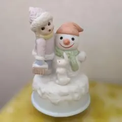 雪だるま オルゴール 陶器製 インテリア