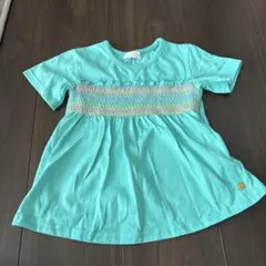 ターコイズ色 フリル付きTシャツ　100センチ