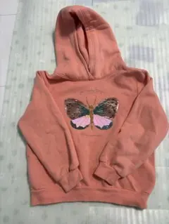 H&M ピンク 蝶刺繍 フード付きトレーナー