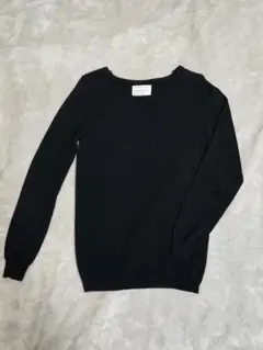 アンティカ　ブラック Vネック 綿100%　ニット長袖　黒