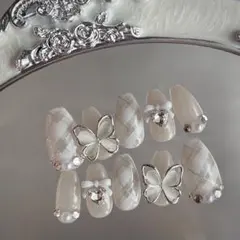 フレンチガーリー 量産型 チェック 韓国 ワンホン 地雷系 スナ系 ネイルチップ