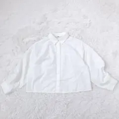 ユニクロC コットンコクーンシャツ　レディース　レギュラーカラー　綿　白　L