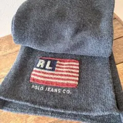 希少　ヴィンテージ ポロジーンズ ラルフローレン ニットマフラー　国旗　ロゴ
