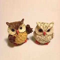 ミミズク　ふくろう　置物　2羽セット
