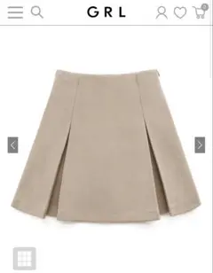 GRL インパン裏地付ボックスプリーツフレアミニスカート