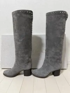 JIMMY CHOO グレー スエード ロングブーツ　サイズ36 23センチ