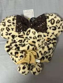 ディズニーヒョウ柄スパンコールリボンキャップ