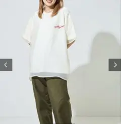 新品FREAK’S STOREオーガンジー × カットソー バック刺繍 Tシャツ