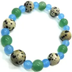 天然石ブレスレット☆ダルメシアンジャスパー　グリーンアベンチュリン