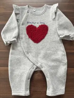 ★美品★ 裏起毛 ハート柄 ロンパース カバーオール 70サイズ