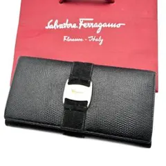 サルバトーレ フェラガモ 黒 革 長財布 メンズ クロコダイル 高級