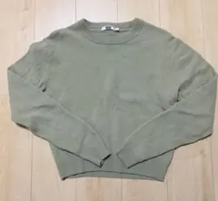 UNIQLO クルーネックニット 長袖 グリーン