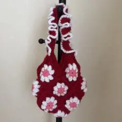 お花モチーフ グラニースクエア バッグ グラニーバッグ 編み物 かぎ針編み