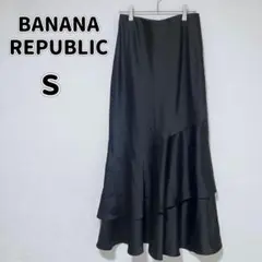 【バナナリパブリック】ブラック ロングフレアスカート S 春夏 n4565