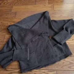 ダークブラウンー ニットカーディガン ショールカラー