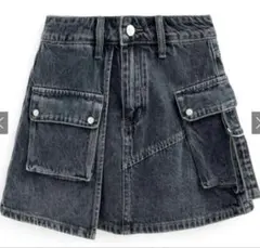 インパン裏地付きデニムカーゴミニスカート