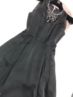 美品♡ジャスグリ♡大人素敵♡宝飾付裏地パニエスタイルupワンピース