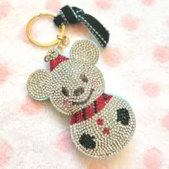 ☆ クリスマス ミッキー スノーマン ☆　キラキラ　ラインストーン　キーホルダー