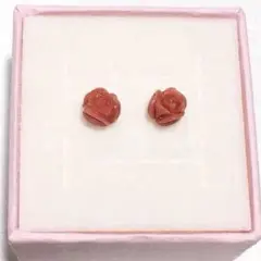 ④朱色〜赤色系　バラサンゴ　2ピースセット 芯穴有り(片穴)