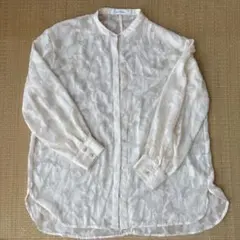 花柄シフォン長袖シャツ ホワイトのサムネイル